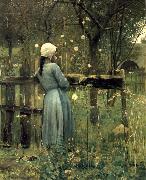 William Stott of Oldham A Girl in a  Meadow oil on canvas